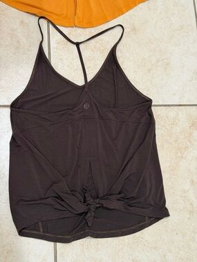Two Lululemon Strappy Tank with Back Knot Orange and Brown
